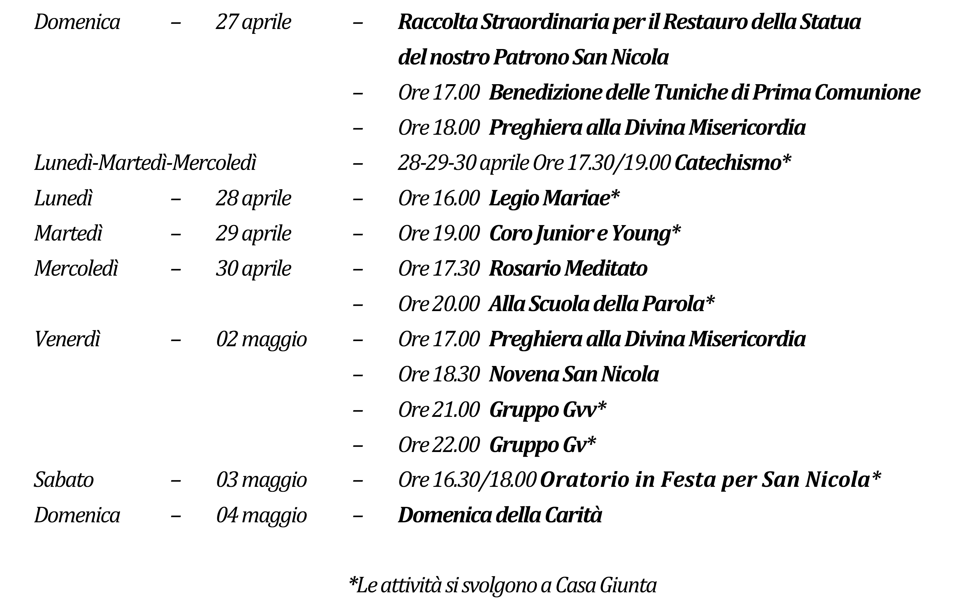 Avvisi della settimana piccolo 27-04-2025