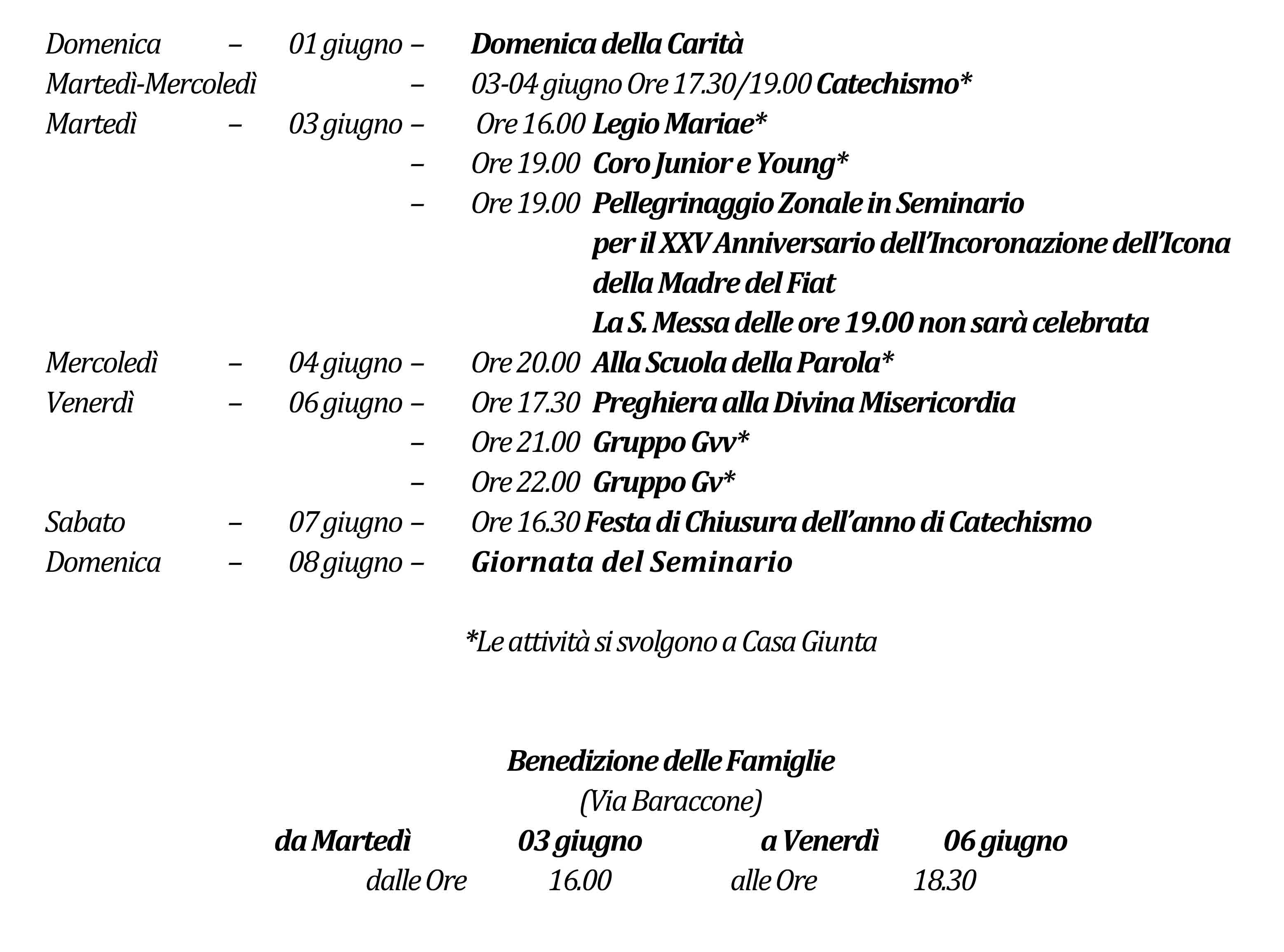 Avvisi della settimana piccolo 06-01-2025