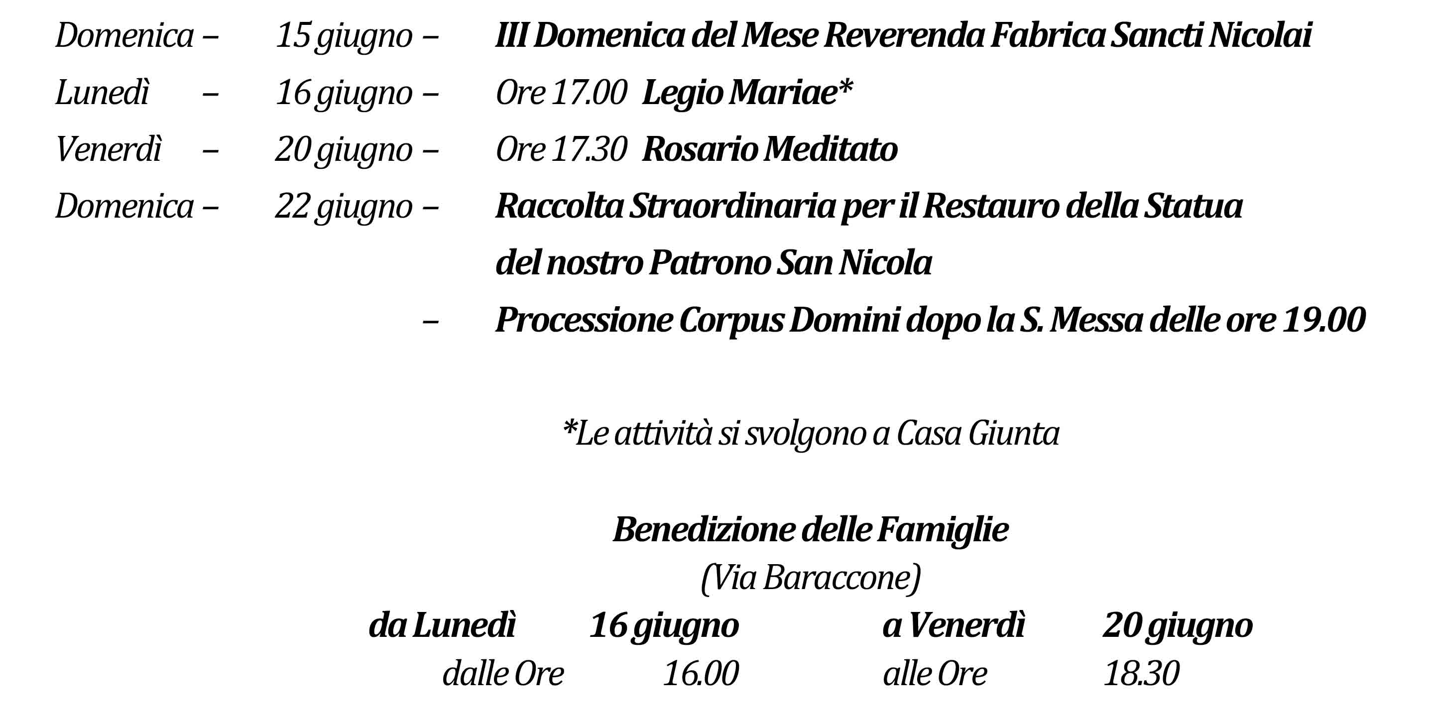 Avvisi della settimana piccolo 06-15-2025