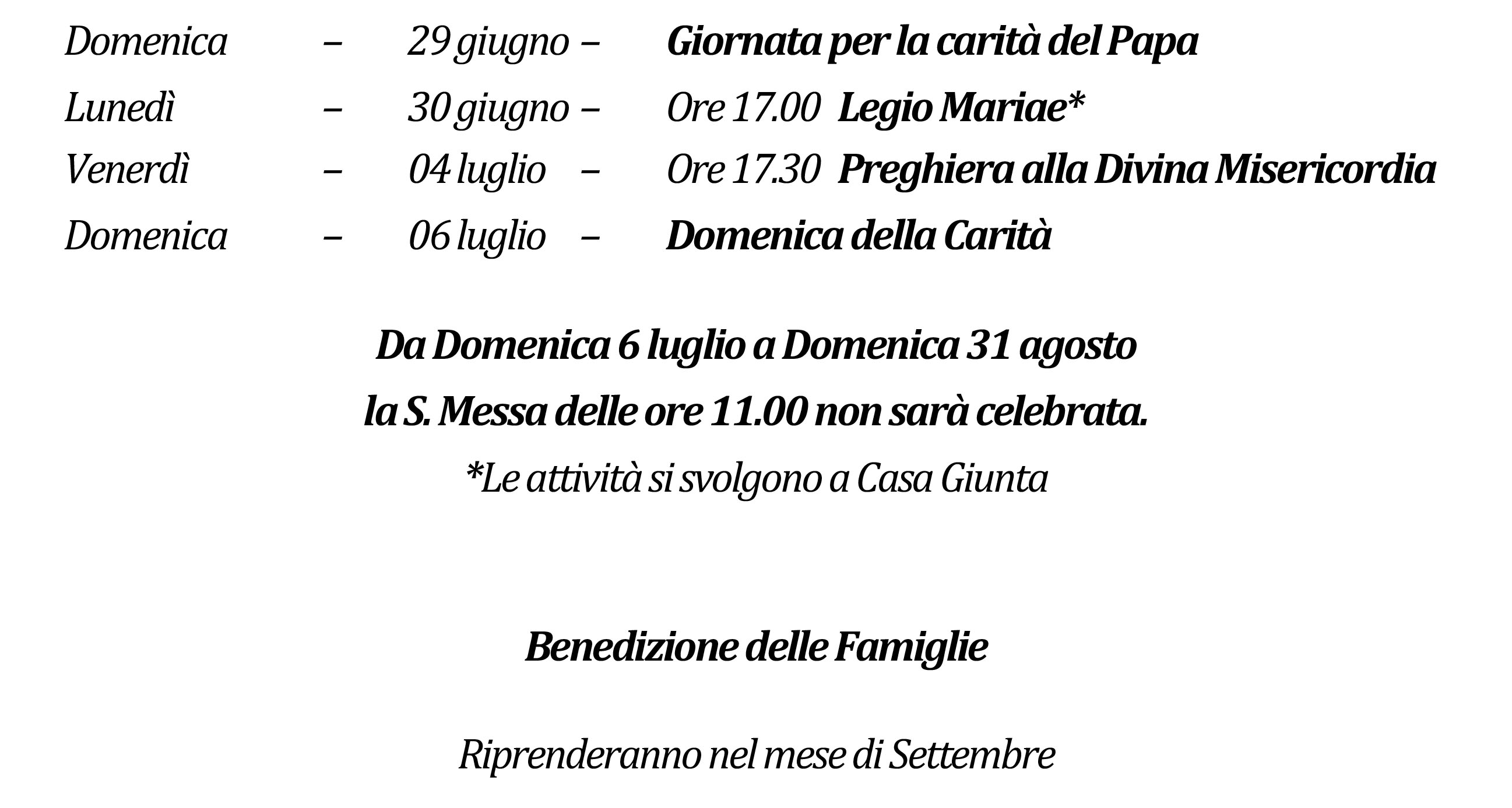 Avvisi della settimana piccolo 06-29-2025