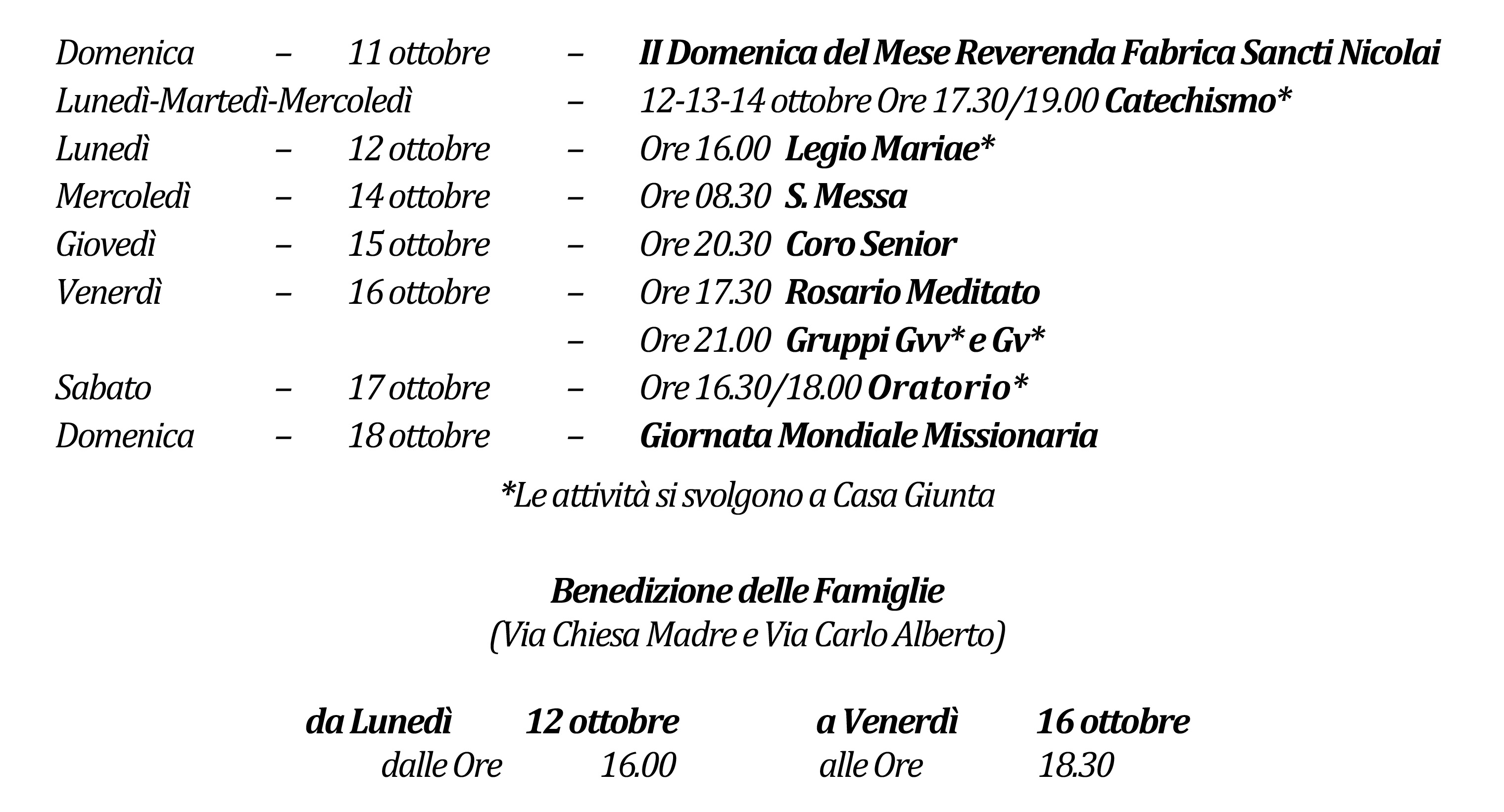 Avvisi della settimana piccolo 10-11-2026
